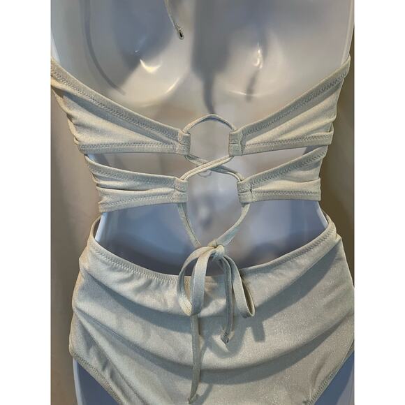 Shade & Shore Silver One Piece Cutout Swimsuit - NWOT - Size L - Picture 5 of 7